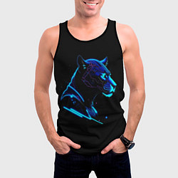 Майка-безрукавка мужская Пантера киберпан, цвет: 3D-черный — фото 2