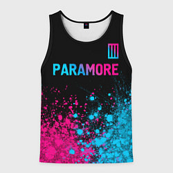 Майка-безрукавка мужская Paramore - neon gradient: символ сверху, цвет: 3D-черный
