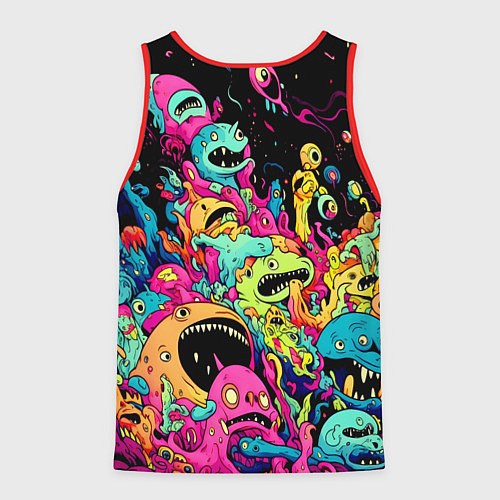 Мужская майка без рукавов Космические зубастые монстры / 3D-Красный – фото 2