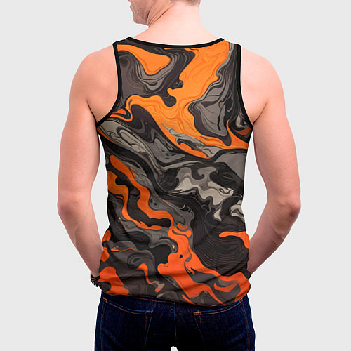 Мужская майка без рукавов Оранжево-черный камуфляж / 3D-Черный – фото 4