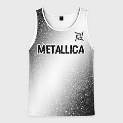 Майка-безрукавка мужская Metallica glitch на светлом фоне: символ сверху, цвет: 3D-белый