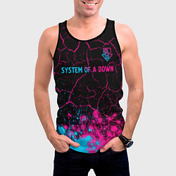 Майка-безрукавка мужская System of a Down - neon gradient: символ сверху, цвет: 3D-черный — фото 2