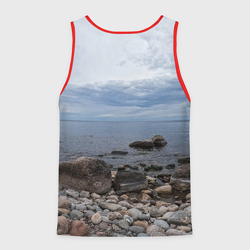 Мужская майка без рукавов Ладожское озеро / 3D-Красный – фото 2