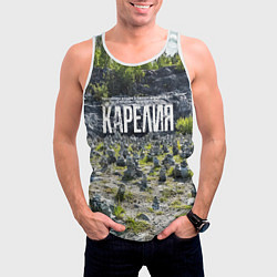 Майка-безрукавка мужская Карелия, цвет: 3D-белый — фото 2