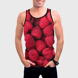Майка-безрукавка мужская Малина - паттерн, цвет: 3D-черный — фото 2