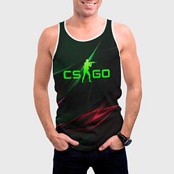 Майка-безрукавка мужская CSGO green logo, цвет: 3D-белый — фото 2