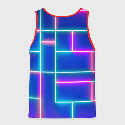 Мужская майка без рукавов Неон линии / 3D-Красный – фото 2