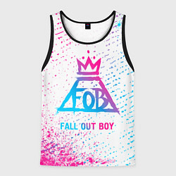 Майка-безрукавка мужская Fall Out Boy neon gradient style, цвет: 3D-черный