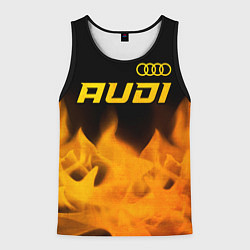 Майка-безрукавка мужская Audi - gold gradient: символ сверху, цвет: 3D-черный