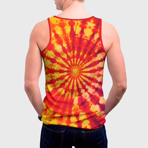 Мужская майка без рукавов Тай дай солнце / 3D-Красный – фото 4