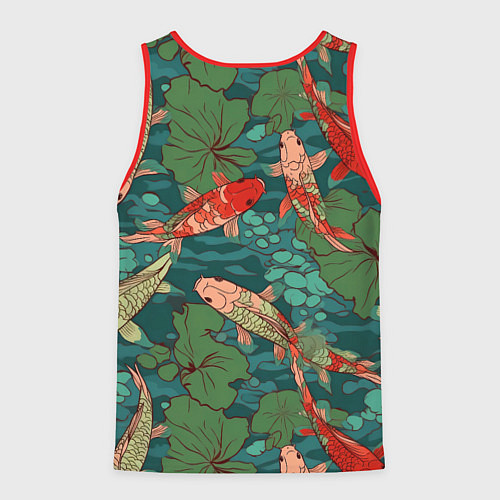 Мужская майка без рукавов Паттерн карпы кои / 3D-Красный – фото 2
