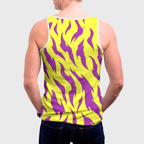 Мужская майка без рукавов Кислотный тигр паттерн / 3D-Белый – фото 4