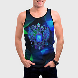 Майка-безрукавка мужская Неоновый герб РФ, цвет: 3D-черный — фото 2