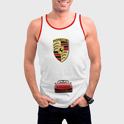 Майка-безрукавка мужская Porsche car, цвет: 3D-красный — фото 2