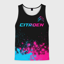 Майка-безрукавка мужская Citroen - neon gradient: символ сверху, цвет: 3D-черный