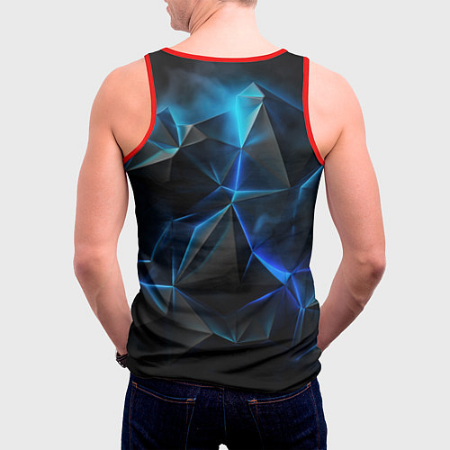 Мужская майка без рукавов Blue abstract ice / 3D-Красный – фото 4