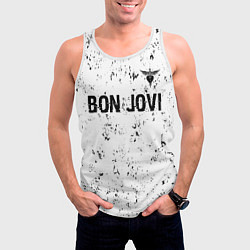 Майка-безрукавка мужская Bon Jovi glitch на светлом фоне: символ сверху, цвет: 3D-белый — фото 2