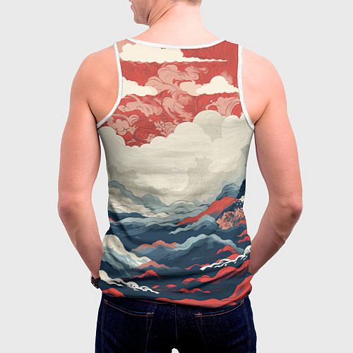 Мужская майка без рукавов Японская живопись / 3D-Белый – фото 4