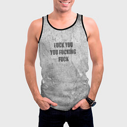 Майка-безрукавка мужская F*ck you you F*cking F*ck на стене, цвет: 3D-черный — фото 2