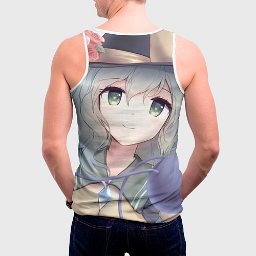 Мужская майка без рукавов Touhou Project Улыбающаяся Койши Комейдзи / 3D-Белый – фото 4