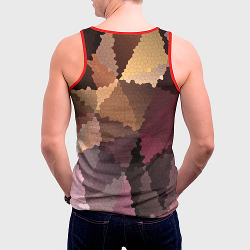 Мужская майка без рукавов Мозаика в коричнево-розовых тонах / 3D-Красный – фото 4