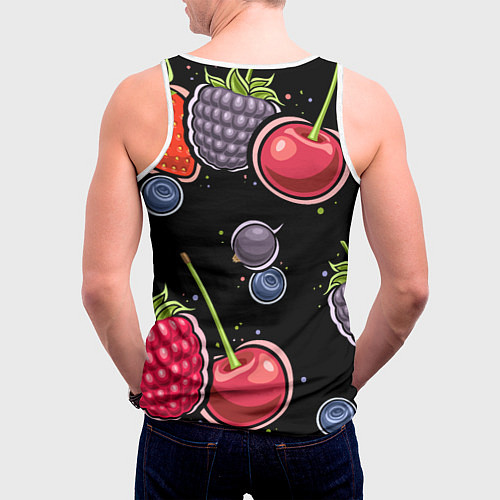 Мужская майка без рукавов Плоды и ягоды / 3D-Белый – фото 4