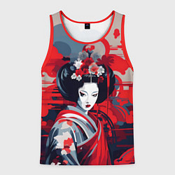 Майка-безрукавка мужская Geisha vector style, цвет: 3D-красный