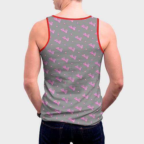 Мужская майка без рукавов Паттерн - Барби и серый фон / 3D-Красный – фото 4