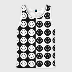Майка-безрукавка мужская Smiley black and white, цвет: 3D-белый