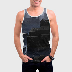 Майка-безрукавка мужская Тёмный киберпанковый город, цвет: 3D-белый — фото 2