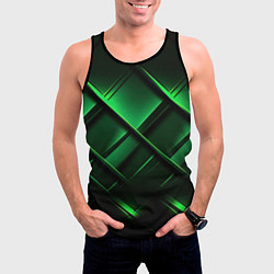 Майка-безрукавка мужская Зеленые неоновые плиты, цвет: 3D-черный — фото 2