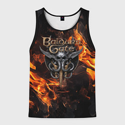Майка-безрукавка мужская Baldurs Gate 3 fire logo, цвет: 3D-черный