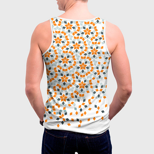 Мужская майка без рукавов Плитки Пенроуза в оранжево серой палитре / 3D-Белый – фото 4