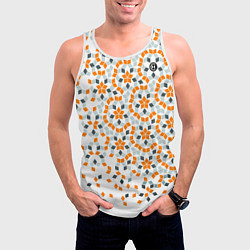 Майка-безрукавка мужская Плитки Пенроуза в оранжево серой палитре, цвет: 3D-белый — фото 2