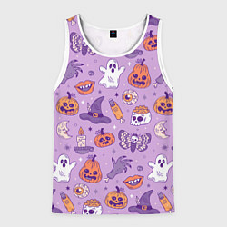 Майка-безрукавка мужская Halloween pattern арт, цвет: 3D-белый