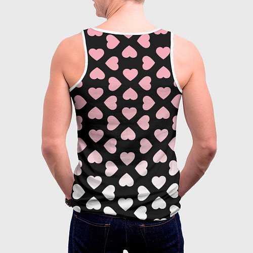 Мужская майка без рукавов Лемур и сердечки с надписью love / 3D-Белый – фото 4