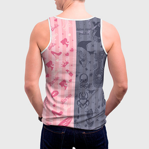 Мужская майка без рукавов Барби и Уэнсдей - мои две личности: в стиле тату / 3D-Белый – фото 4