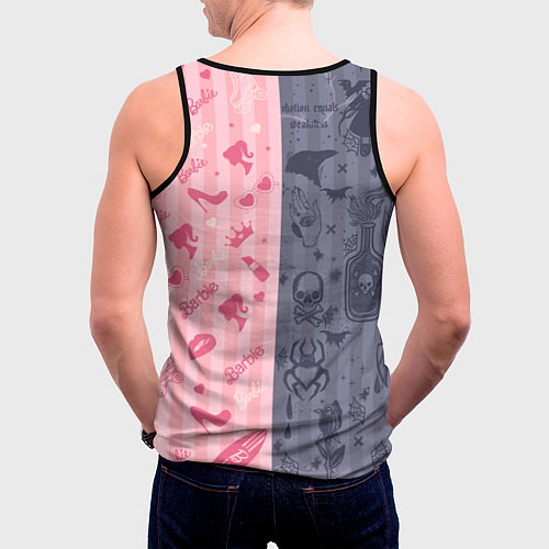 Мужская майка без рукавов Барби и Уэнсдей - мои две личности: в стиле тату / 3D-Черный – фото 4