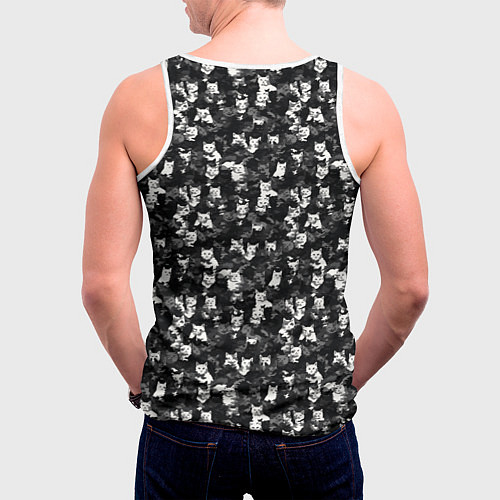 Мужская майка без рукавов Камуфляж с котиками / 3D-Белый – фото 4