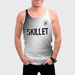 Майка-безрукавка мужская Skillet glitch на светлом фоне: символ сверху, цвет: 3D-белый — фото 2
