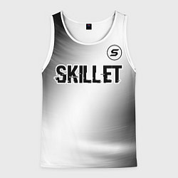 Майка-безрукавка мужская Skillet glitch на светлом фоне: символ сверху, цвет: 3D-белый