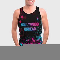 Майка-безрукавка мужская Hollywood Undead - neon gradient: символ сверху, цвет: 3D-черный — фото 2