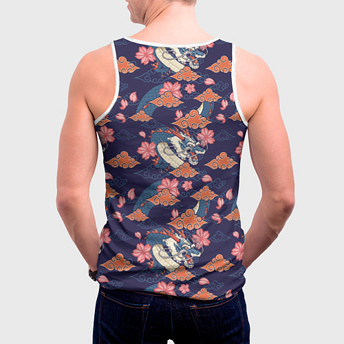 Мужская майка без рукавов Паттерн китайский дракон / 3D-Белый – фото 4