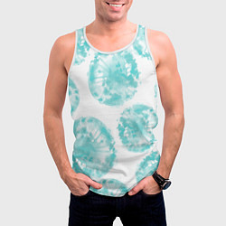 Майка-безрукавка мужская Акварельные голубые био формы, цвет: 3D-белый — фото 2