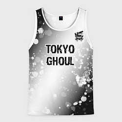 Майка-безрукавка мужская Tokyo Ghoul glitch на светлом фоне: символ сверху, цвет: 3D-белый