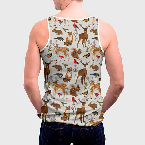 Мужская майка без рукавов Лесные животные / 3D-Белый – фото 4