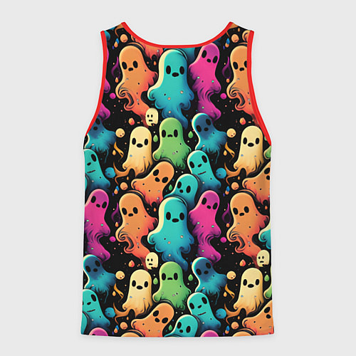 Мужская майка без рукавов Паттерн с разноцветными приведениями / 3D-Красный – фото 2