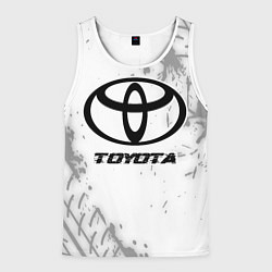 Майка-безрукавка мужская Toyota speed на светлом фоне со следами шин, цвет: 3D-белый
