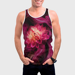 Майка-безрукавка мужская Розовый цветок в огне - нейросеть, цвет: 3D-белый — фото 2