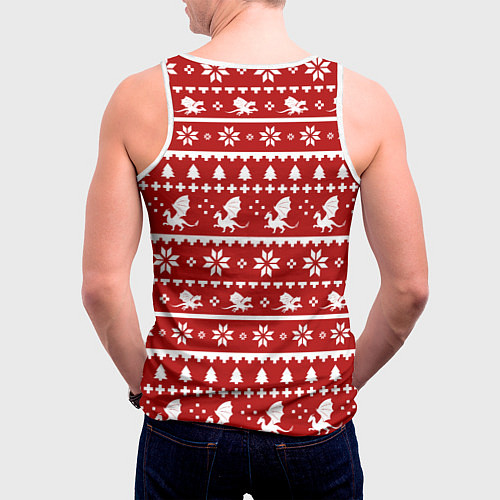 Мужская майка без рукавов Dragon year pattern / 3D-Белый – фото 4